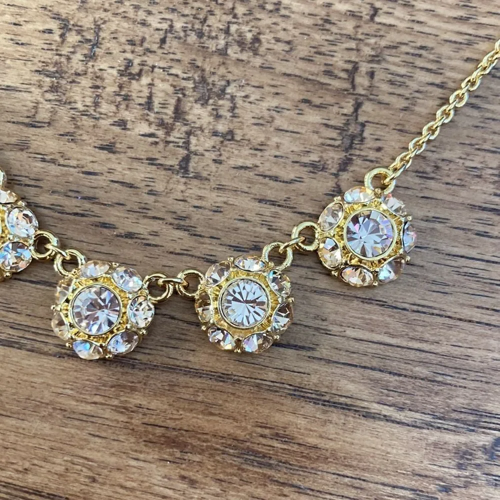 Kate spade putting on the ritz row necklace gold crystal sparkle new NWT